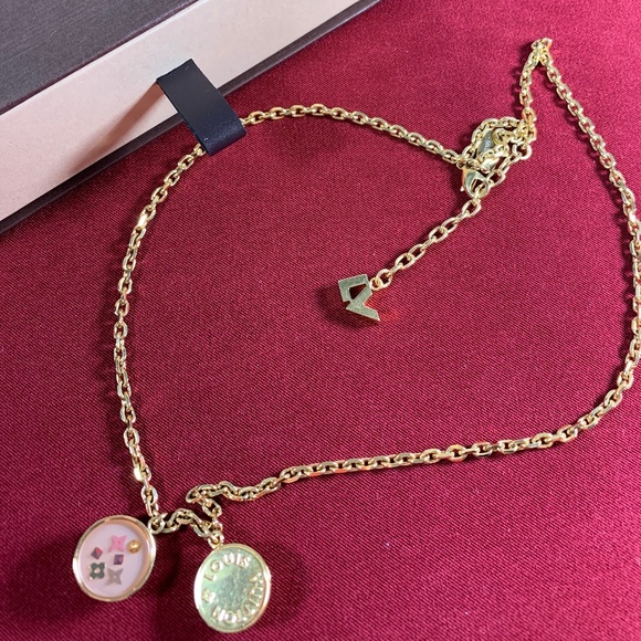 Louis Vuitton Monogram Necklace ~ Gold & Pink ~ Authentic - Picture 1 of 11